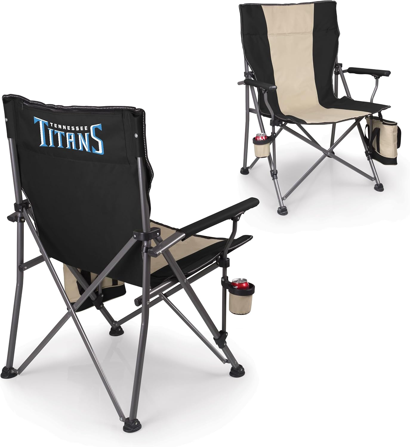 Picnic TIME NFL Tennessee Titans Big Bear XXL Camp Chair with Cooler, Heavy Duty Beach Chair, 500 lb Capacity Camping Chair with Carry Bag, (Black)