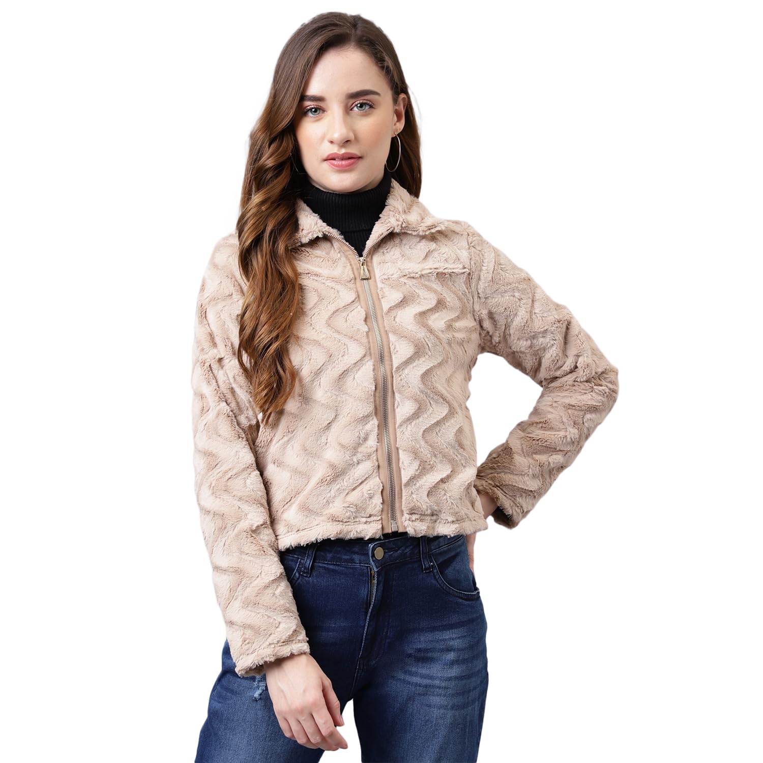 latin quarters Women's Beige Solid Full Sleeve Casual Jacket-picture-11