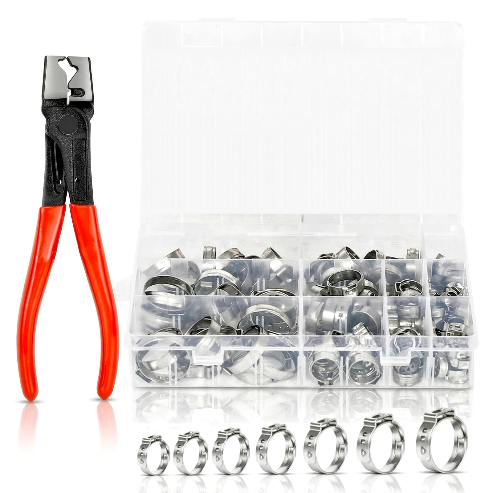 130 Stück Schlauchschellen Edelstahl Schlauchklemmen Set 5.8-21mm Schellen mit Klemmzange pour Rohrleitungen Kraftstoffleitungen Automobil, Industrie und Rohrsanierun