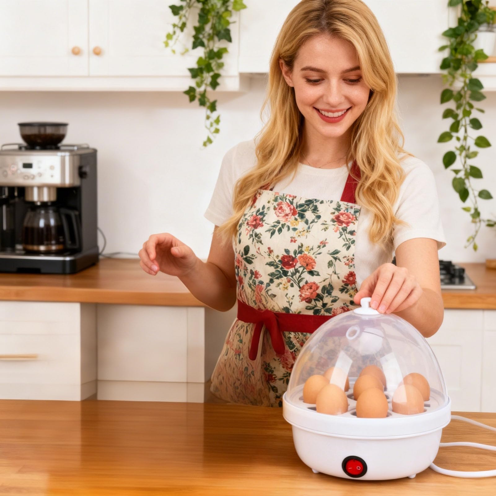 Cuociuova Elettrico 350 W, Cuociuova Elettrico a Vapore con 7 Uova Capacità per Uova Sode in Camicia Colazione Rapida 350 W, Multifunzione Multifunzione