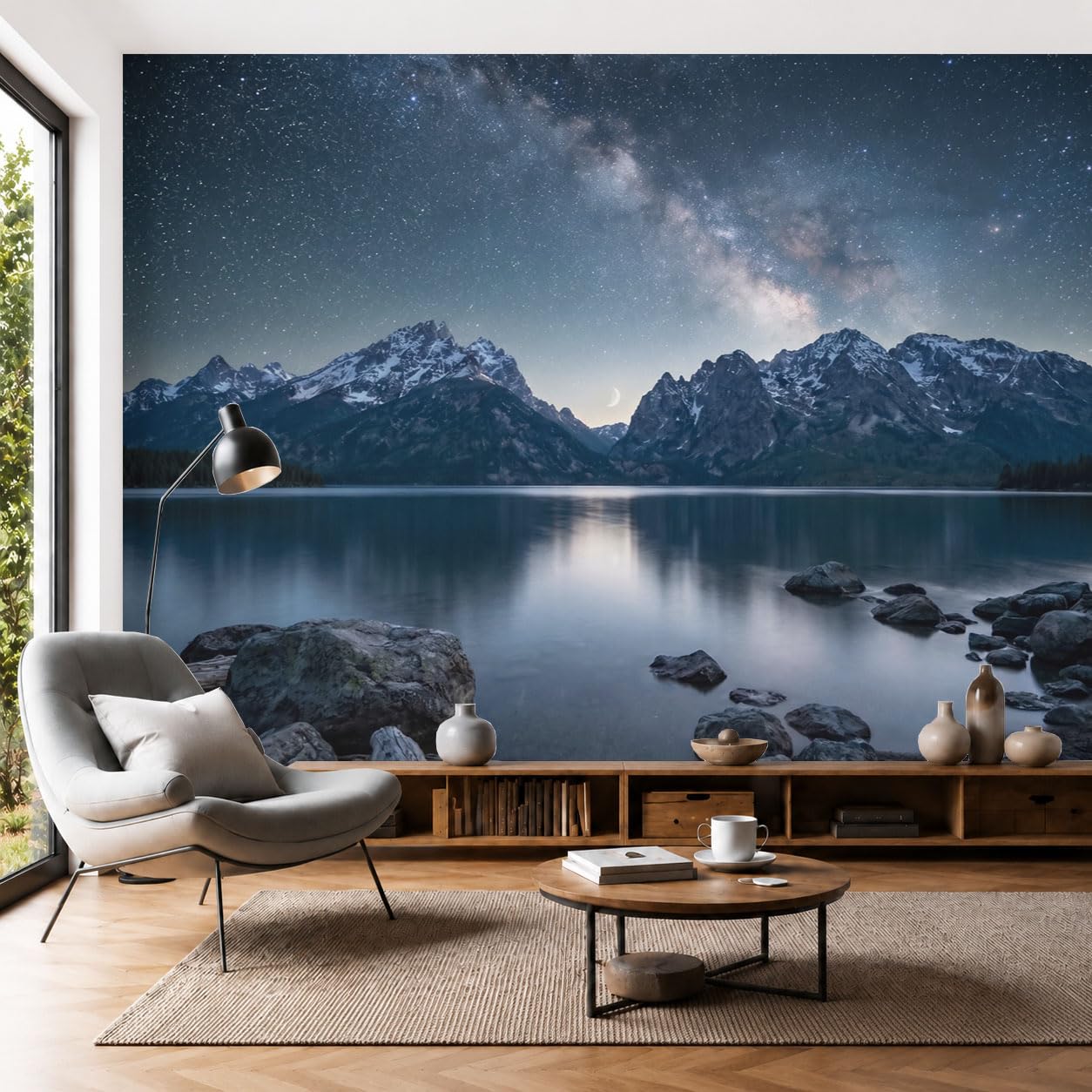 Papier peint panoramique lac et montagne pour une ambiance zen