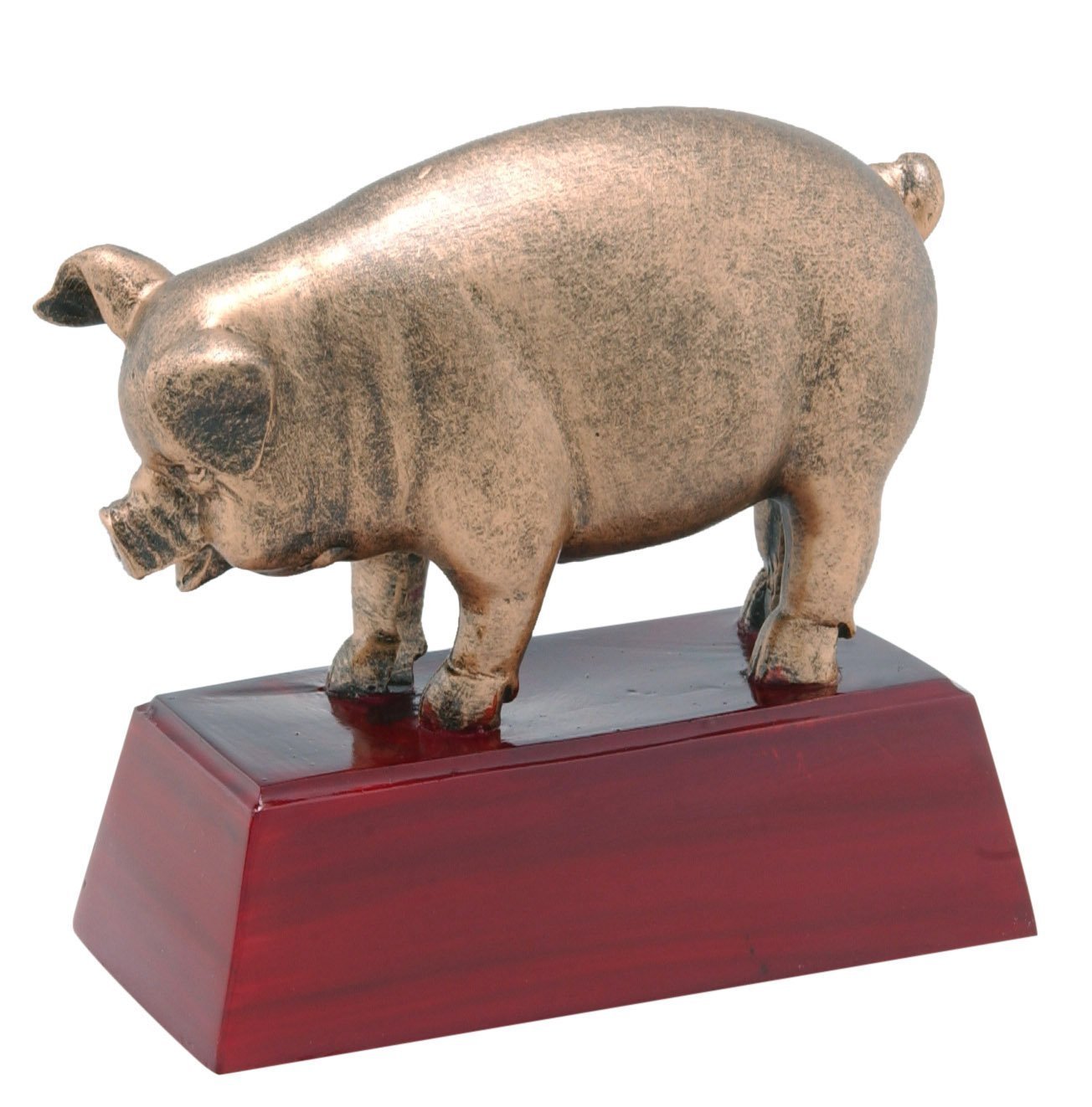 Decade Awards Sculpted Gold Pig Trophy - BBQ Smoke Off Competition Award - Engraved Plate on Request