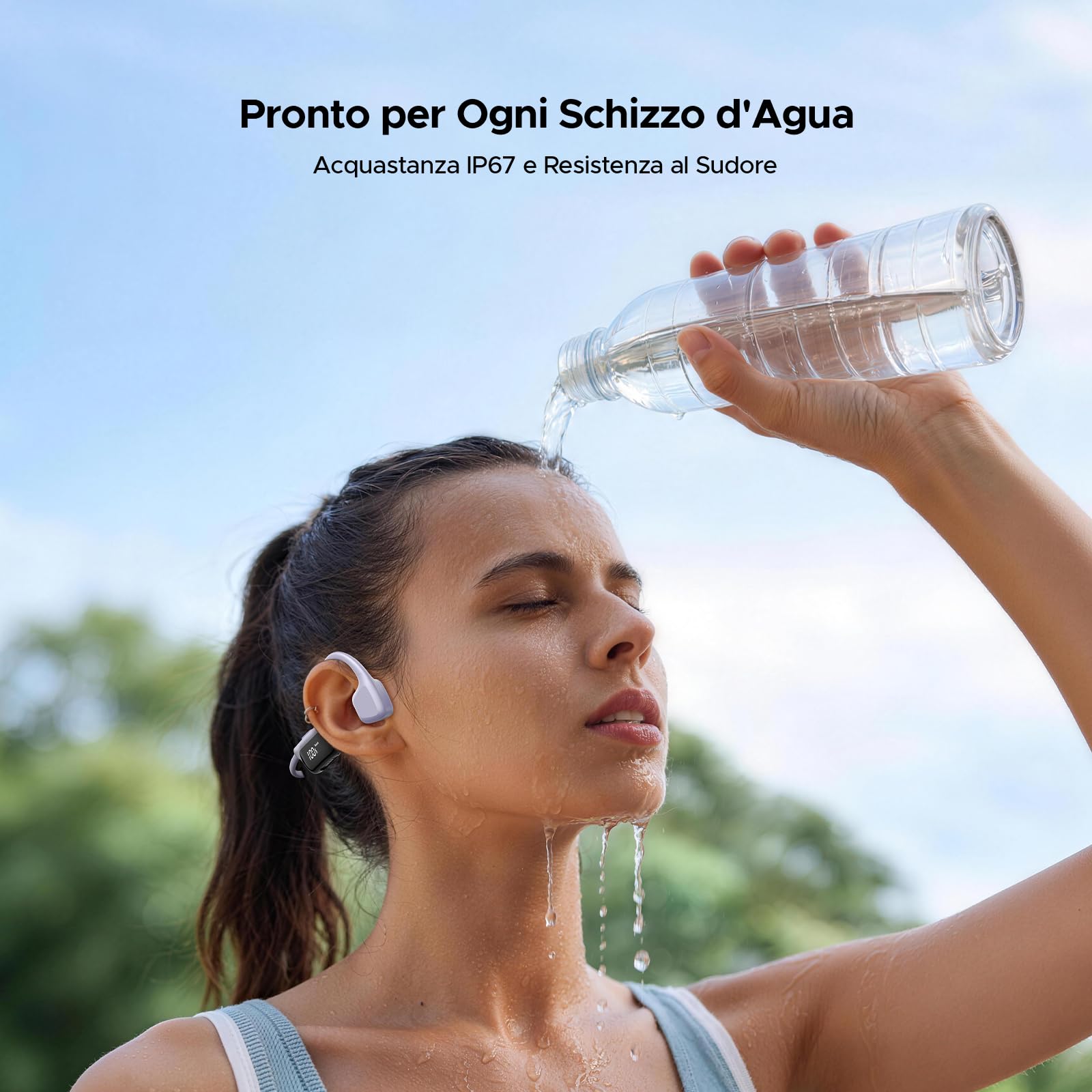 Bone Beat Run Digital Cuffie Conduzione Ossea Wireless Auricolari Conduzione Aperte Oreille Auricolari Sportive Bluetooth Impermeabili con Batteria 9 Ore BT6 Corsa Palestra Outdoor - Viola