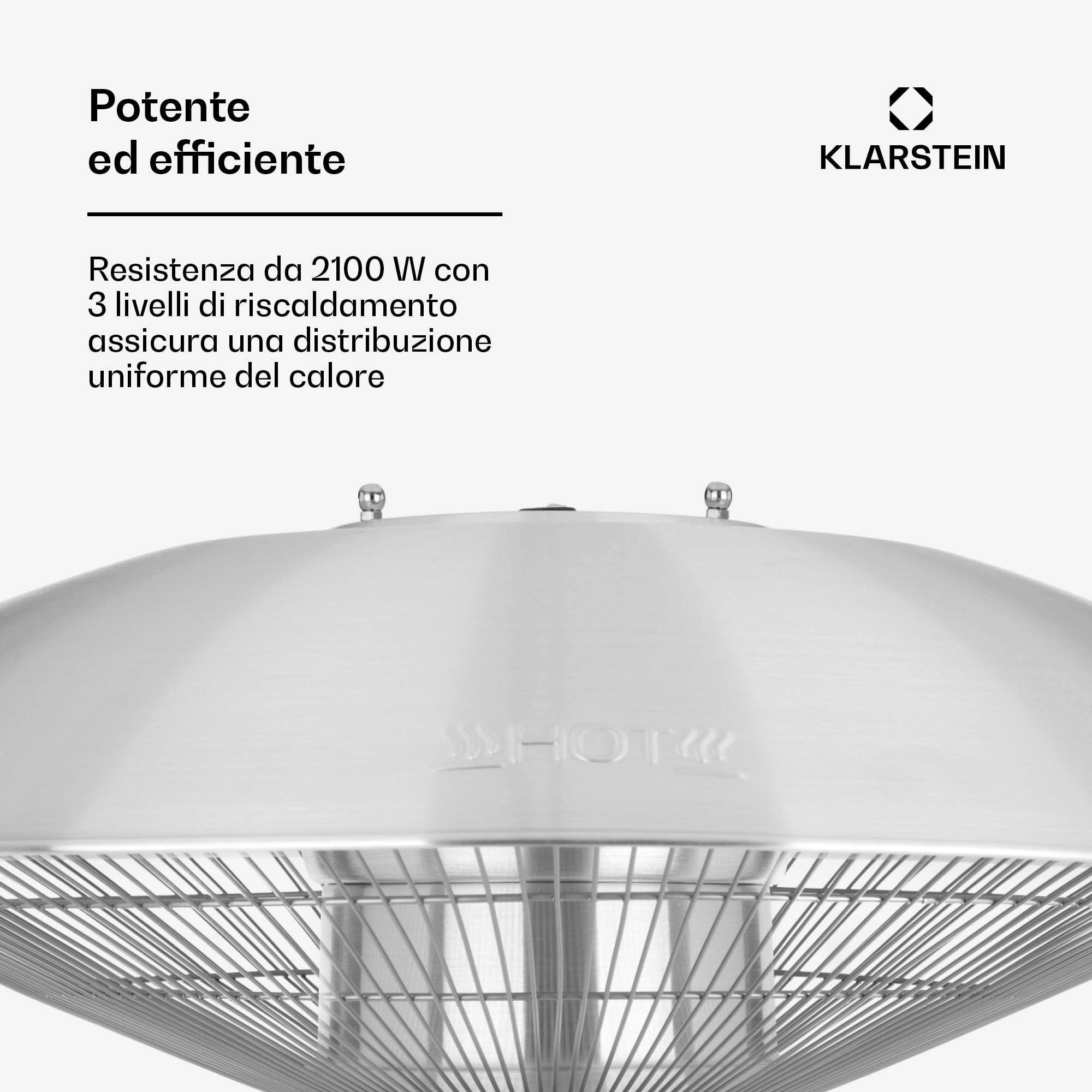 blumfeldt Heat Guard riscaldatore a piantana - Riscaldatore da 900, 1200 e 2100 W in 3 livelli, a infrarossi regolabile in altezza, resistente alle intemperie, base in alluminio, cavo 1,8 m, argento