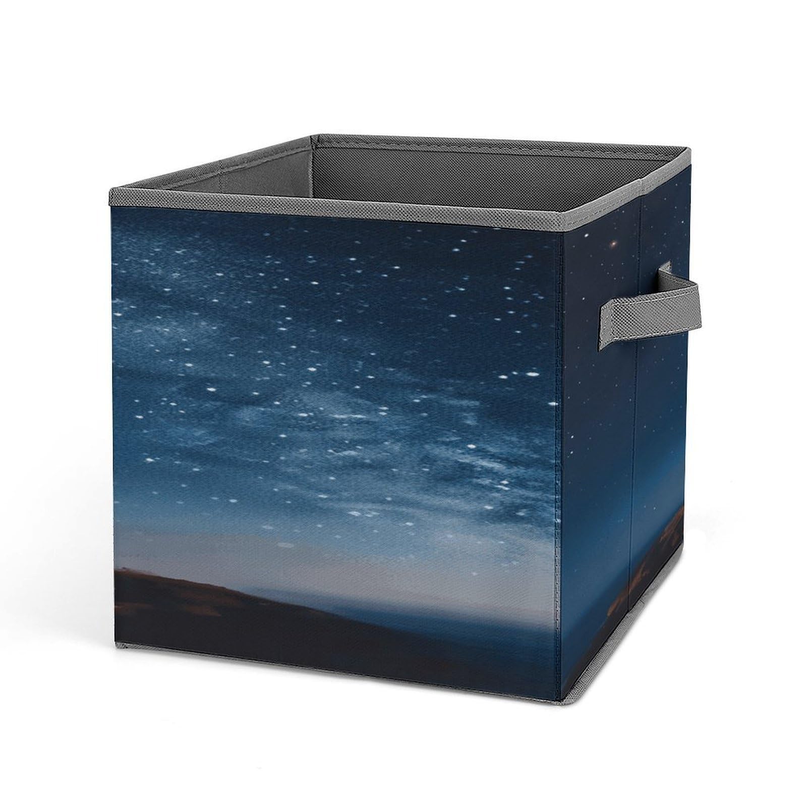 FekiLoot Lighthouse Under Starry Night Sky Folding Storage Bins with Handles Large Fabric Storage Cube Storage Organizer Heavy Duty Closet Organizer Sturdy Collapsible Bin Foldable Baskets