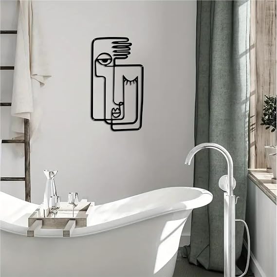 DUOOLN Metal Wall Art Minimalist Abstract Woman Wall Signs，Iron Line Drawing Decor,Female Single Line Home Hanging for Bedroom Bathroom Living Room Christmas Housewarming(StylesB -16.9 x 9.44in)