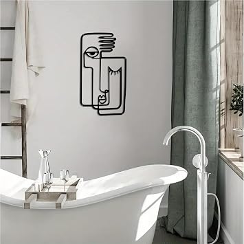 DUOOLN Metal Wall Art Minimalist Abstract Woman Wall Signs,Iron Line Drawing Decor,Female Single Line Home Hanging for Bedroom Bathroom Living Room Christmas Housewarming(StylesB -16.9 x 9.44in)