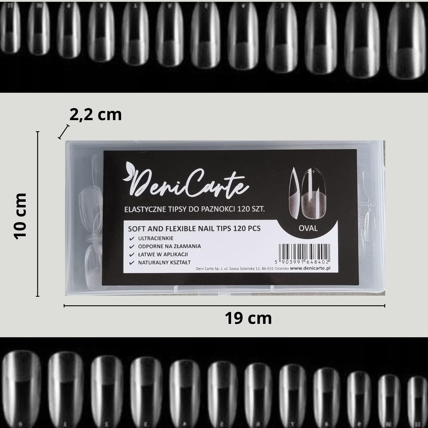 120 sztuk Tipsy Flexible Elastyczne Ultra Cienkie Flex Oval Clear Owalne Bezbarwne Nail Tips do przedłużania paznokci