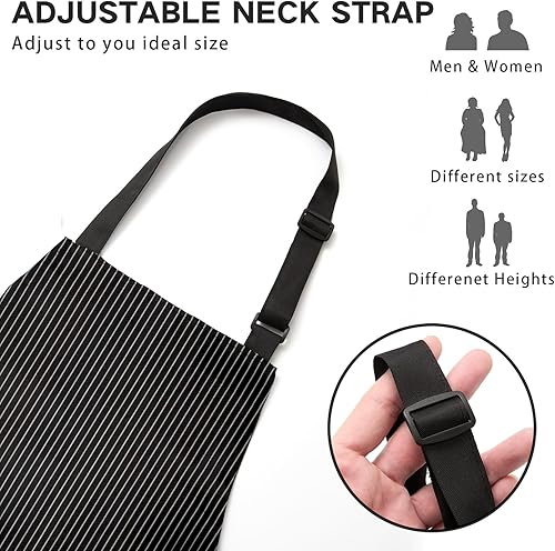 Miniatura 2 de Delantal ajustable con 2 bolsillos para cocinar, cocina, restaurante, delantales para mujeres y hombres