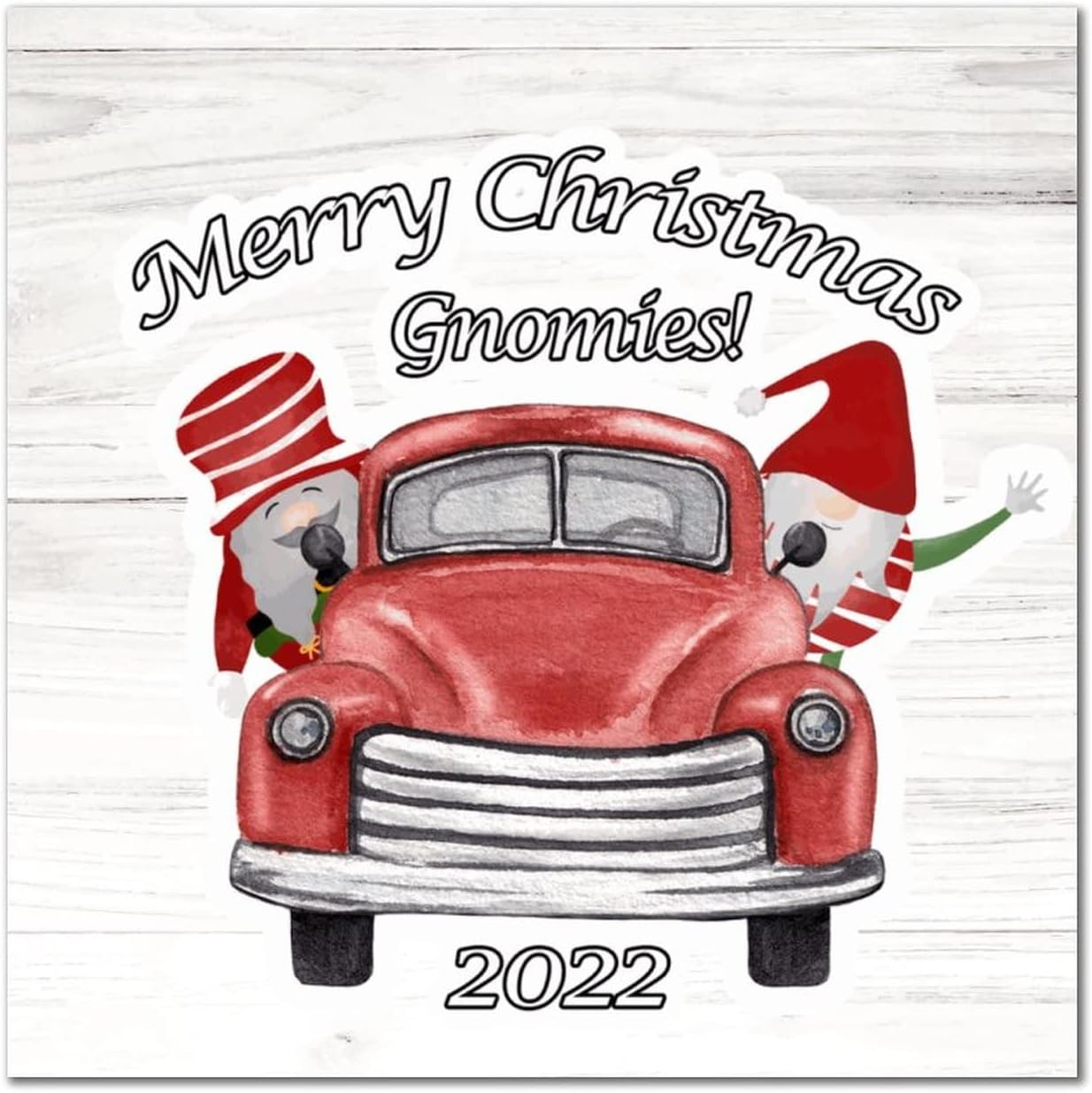 Merry Christmas Gnomies Wood Sign Winter Red Truck Gnome Tree Wood Sign Plaque Classic Hello Winter Wooden Wall Art Decor For Bedroom Living Room Office Home Wall Housewarming Gift 16x16in