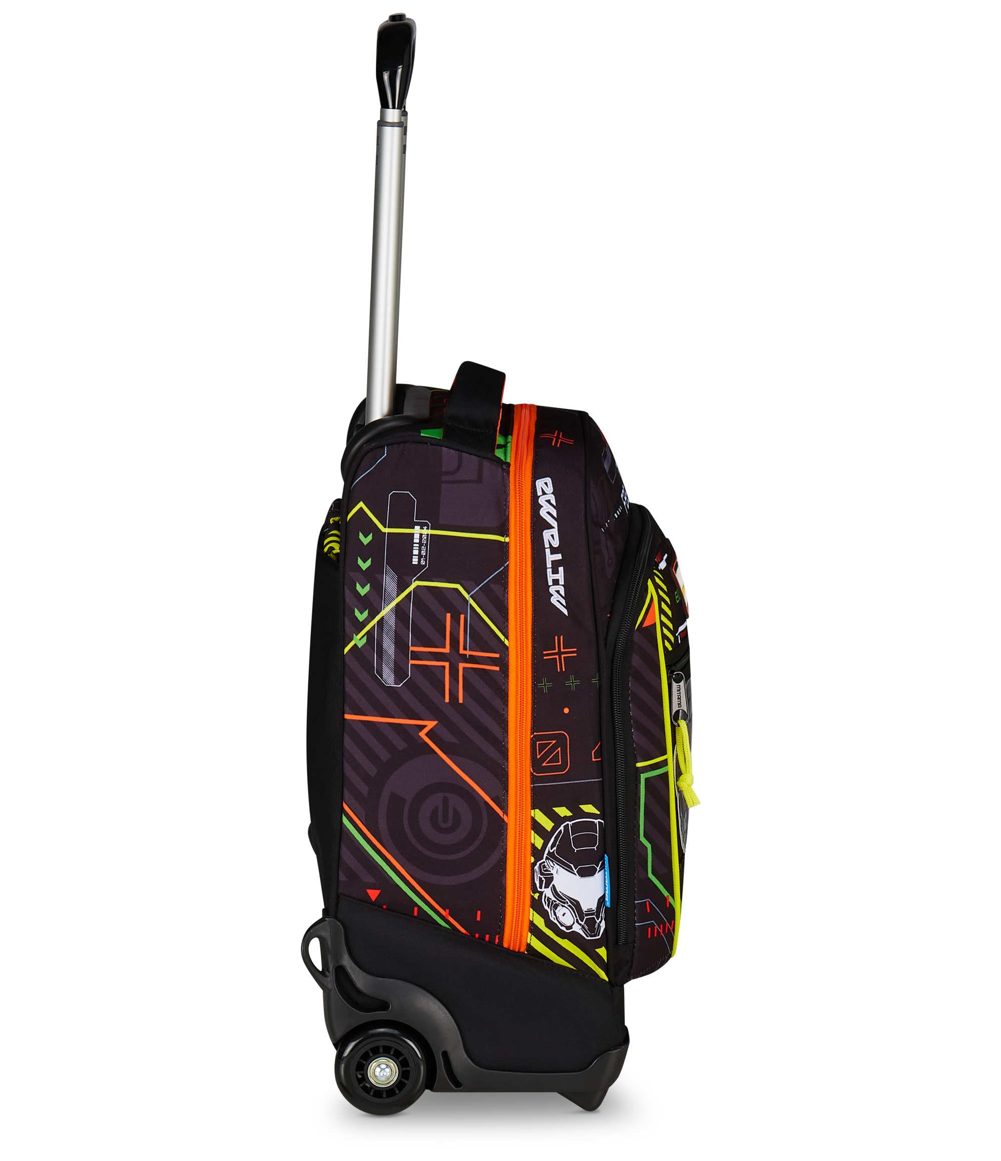Mitama Trolley DR Scuola FLUO BATTLE, Nero - Arancione, 34 Lt, Tasche multifunzione, Spallacci uso zaino, Per bambini e ragazzi,scuola elementare e media, Tempo libero e viaggi