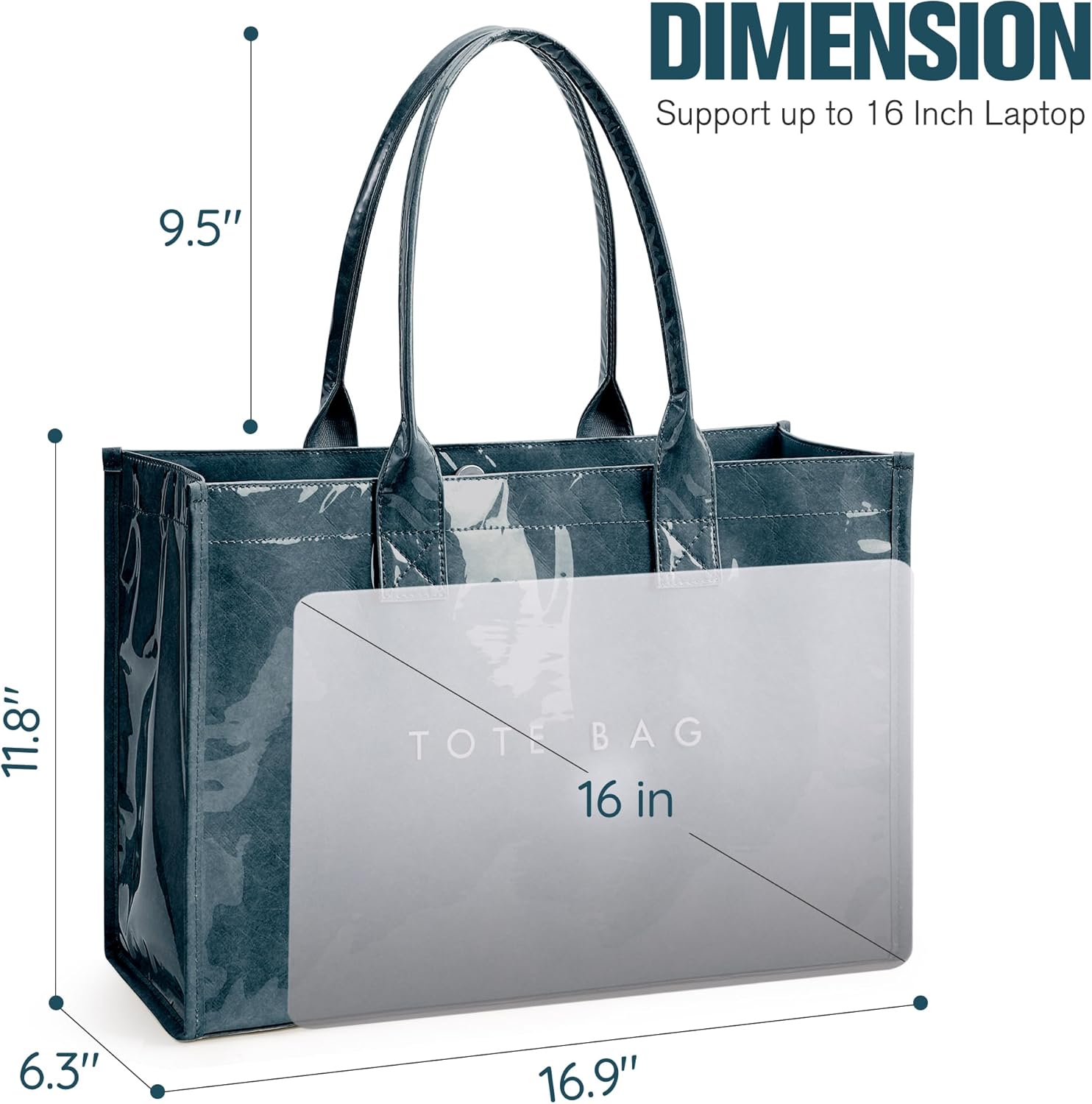 KALIDI PVC Tote Bag Women’s Kraft Paper Work Handbags Purses with Top Handle - Image 4