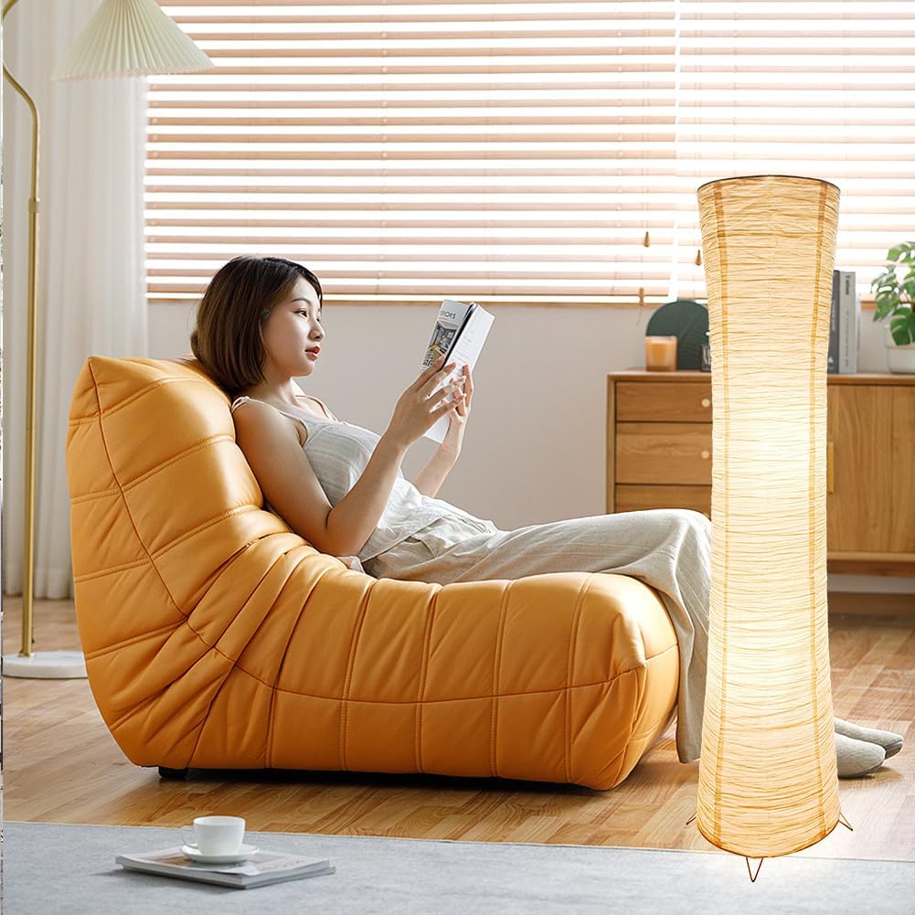 Paper Floor Lamp Floor Lamps for Living Room Paper and Chrome Standing Lamp Room Decoration Festival Lantern Light Nightstand Lamp Bedroom Dresser Living Kids Room College Dorm Coffee