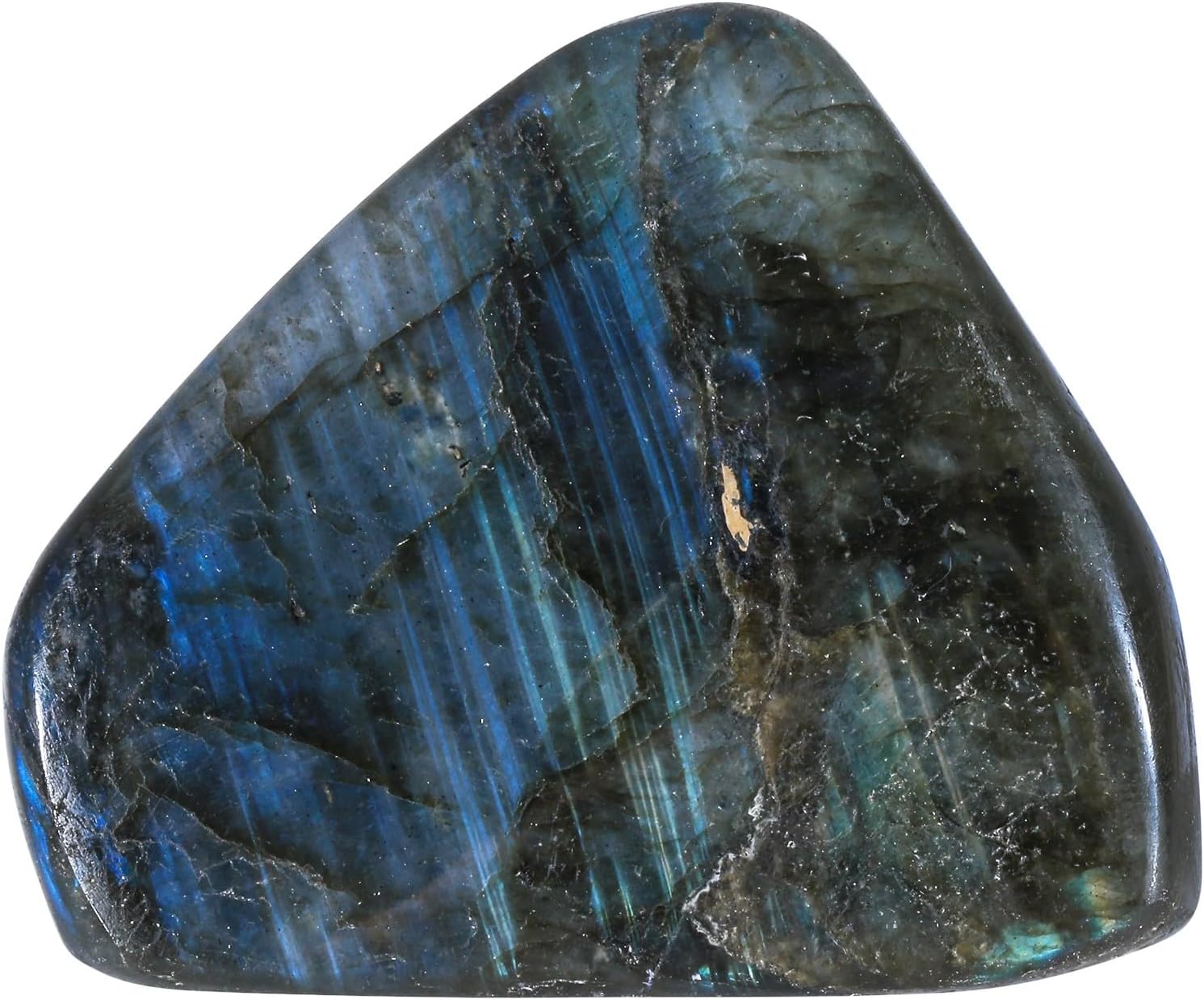 moonsix Natural Labradorite Upright Crystal Rock Slab for Reiki Healing, Irregular Polished Palm Stone for Home Office Table Decor, 1.18-3.74 inch