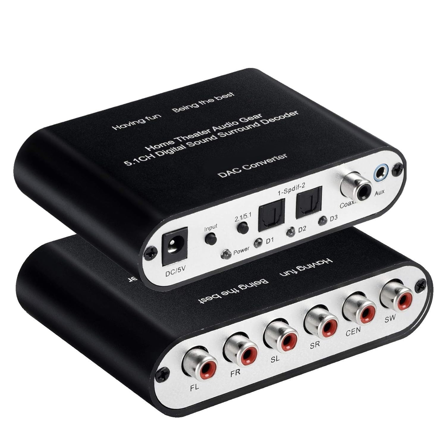 RyzCare 5.1/2.1 HD Audio Rush Digital Sound Decoder Converter, Optical SPDIF, Coaxial Dolby AC3 DTS Stereo(R/L) to 5.1CH 2.1CH Analog Audio for PS3, STB, DVD, HD Player, Xbox 360 and More - Black-image-26