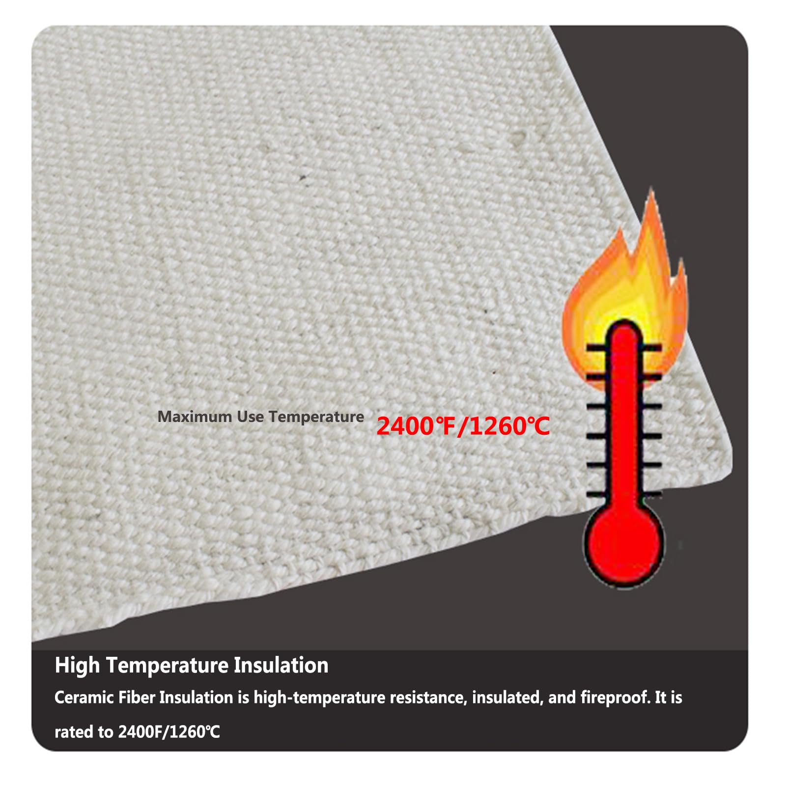 Isolierdecke aus Keramikfaser, Feuerfeste Isolierdecke, Feuerhemmende Schutzmatte,bis zu 1260 °C(100X100cm/39.3"x39.3",5mm)