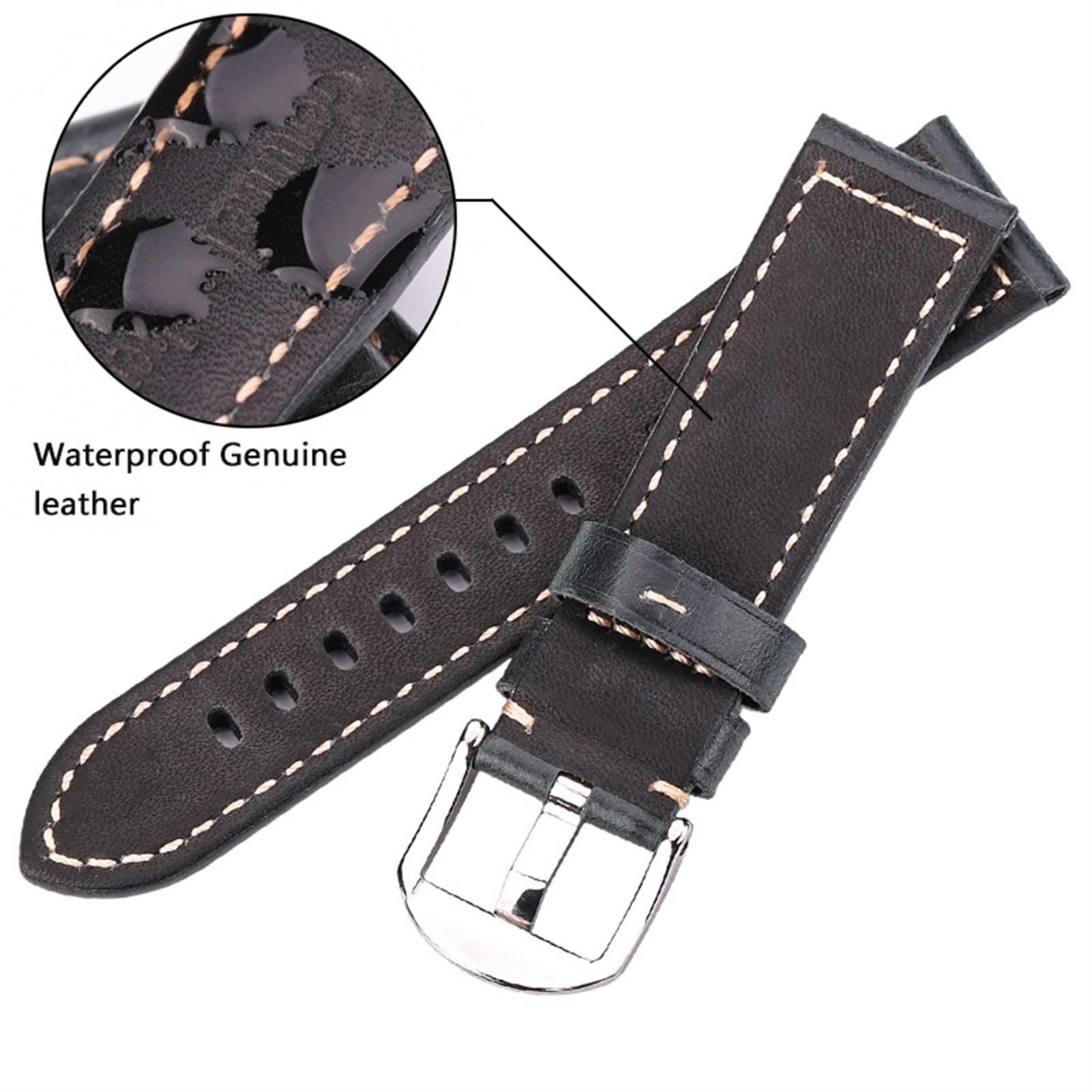 Cinturino In Pelle Lucida Per Orologi – 20mm E 22mm, Con Fibbia In Acciaio, Effetto Vernice Di Cristallo, Marrone/nero
