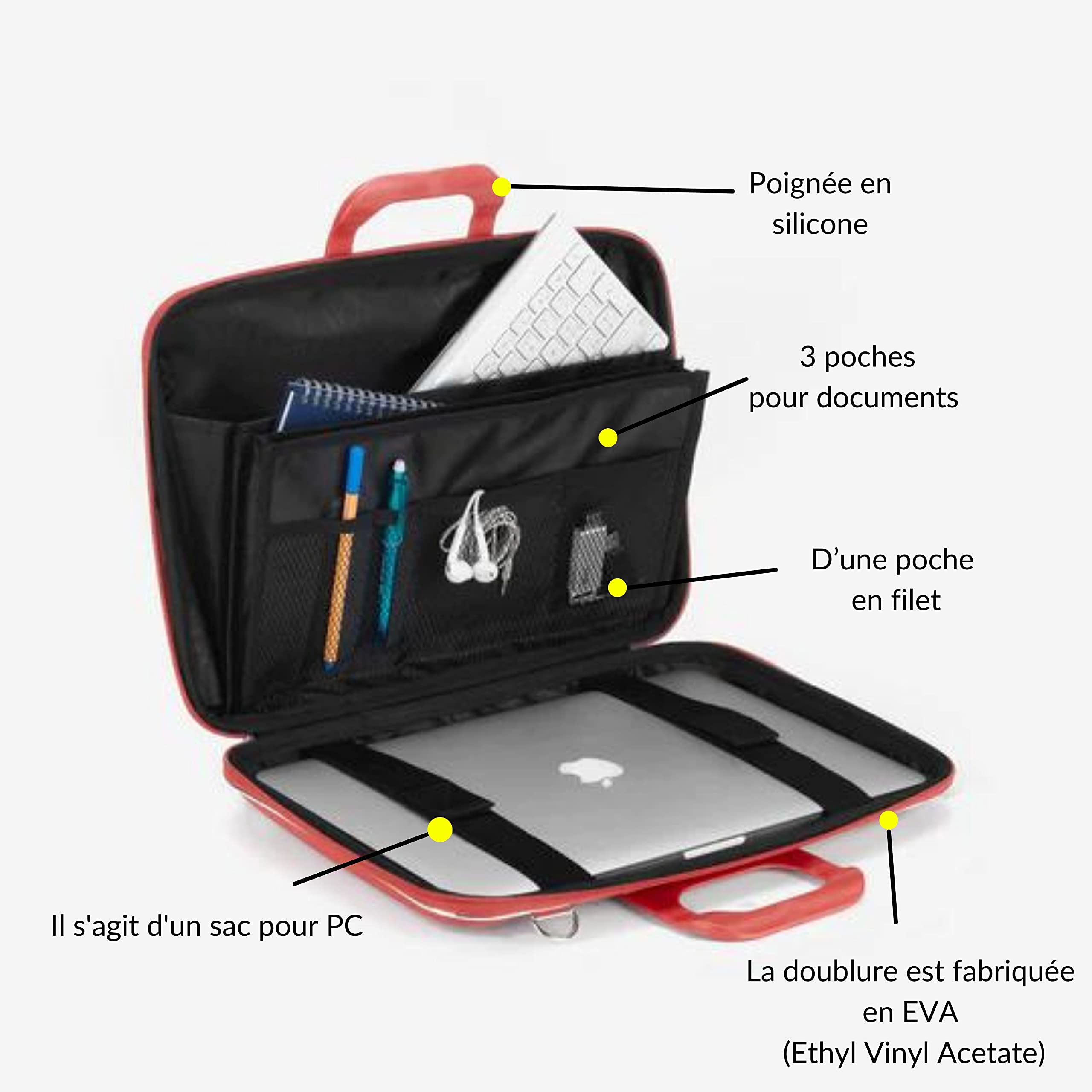 Bombata Classic - Mallette pour ordinateur portable - Sac à bandoulière - Rosso borgogna 17"