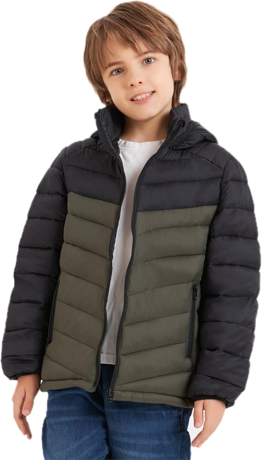 Boys Girls Toddlers Lightweight Hooded Puffer Jacket Kids Winter Coat Warm Comfy Outerwear - Image 2