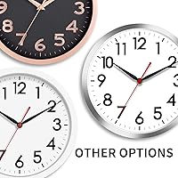 Vista 3 de AKCISOT Reloj de pared moderno negro silencioso sin tictac, funciona con pilas, de 10 pulgadas, reloj analógico pequeño clásico decorativo