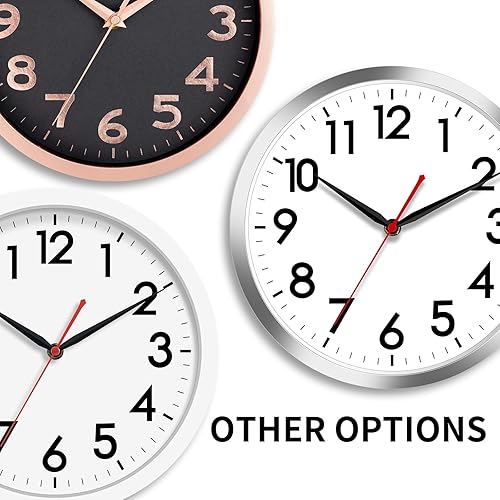 Miniatura 248 de AKCISOT Reloj de pared, moderno y pequeño, funciona con pilas, de 8 pulgadas, silencioso, analógico, clásico, para oficina, hogar, baño, cocina