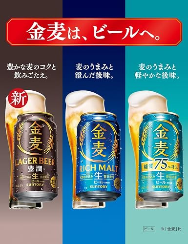 豊潤・金麦・糖質75%オフの3種を並べた画像です。