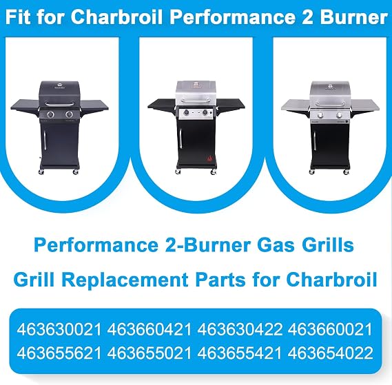 Grill Replacement Parts for Charbroil Performance 2-Burner Gas Grills 463630021 463660421 463630422 463660021 463655621 463655021 463655421 17 Cooking Grate Grill Burner Heat Plate Crossover Tube Kit
