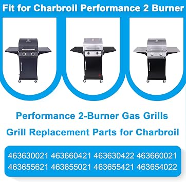 Grill Replacement Parts for Charbroil Performance 2-Burner Gas Grills 463630021 463660421 463630422 463660021 463655621 463655021 463655421 17 Cooking Grate Grill Burner Heat Plate Crossover Tube Kit