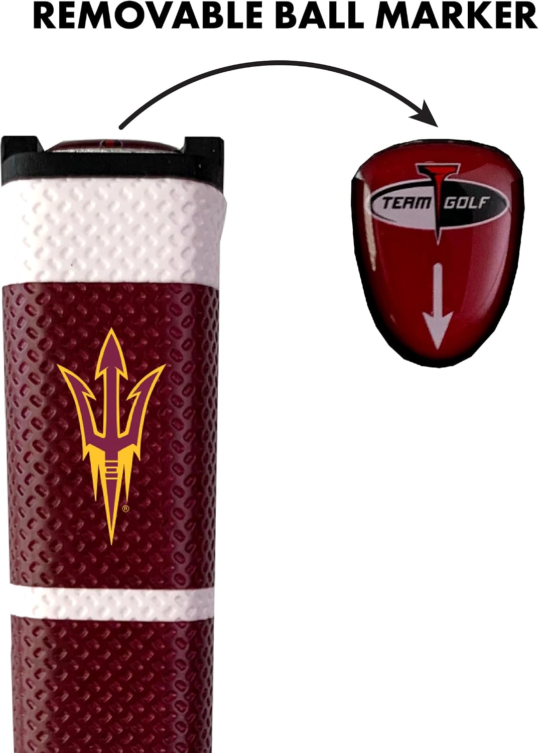 Team Golf NCAA Golf Putter Grip with Removable Gel Top Ball Marker, Durable Wide Grip & Easy to Control