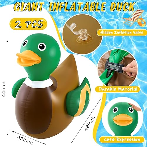 Miniatura 42 de Hungdao Paquete de 2 patos inflables gigantes de 4 pies, enorme pato de goma, pato, inflable, pato, piscina, piscina, decoración de fiesta