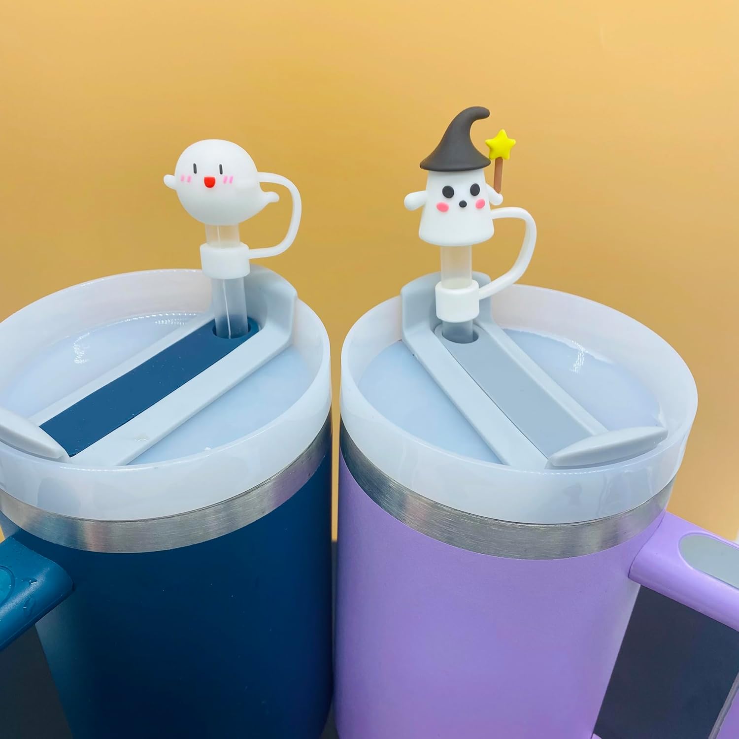 6pcs Halloween Straw Cover Cap For Stanley Cute Ghost Silicone Straw Toppers10mm 0.4in Dust-Proof Reusable Straws Cap for Halloween Gifts - Image 5