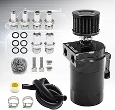 Thick Shell Baffled Oil Catch Can Coolant Fuel Catch Can Reservoir Kit with Breather - Black