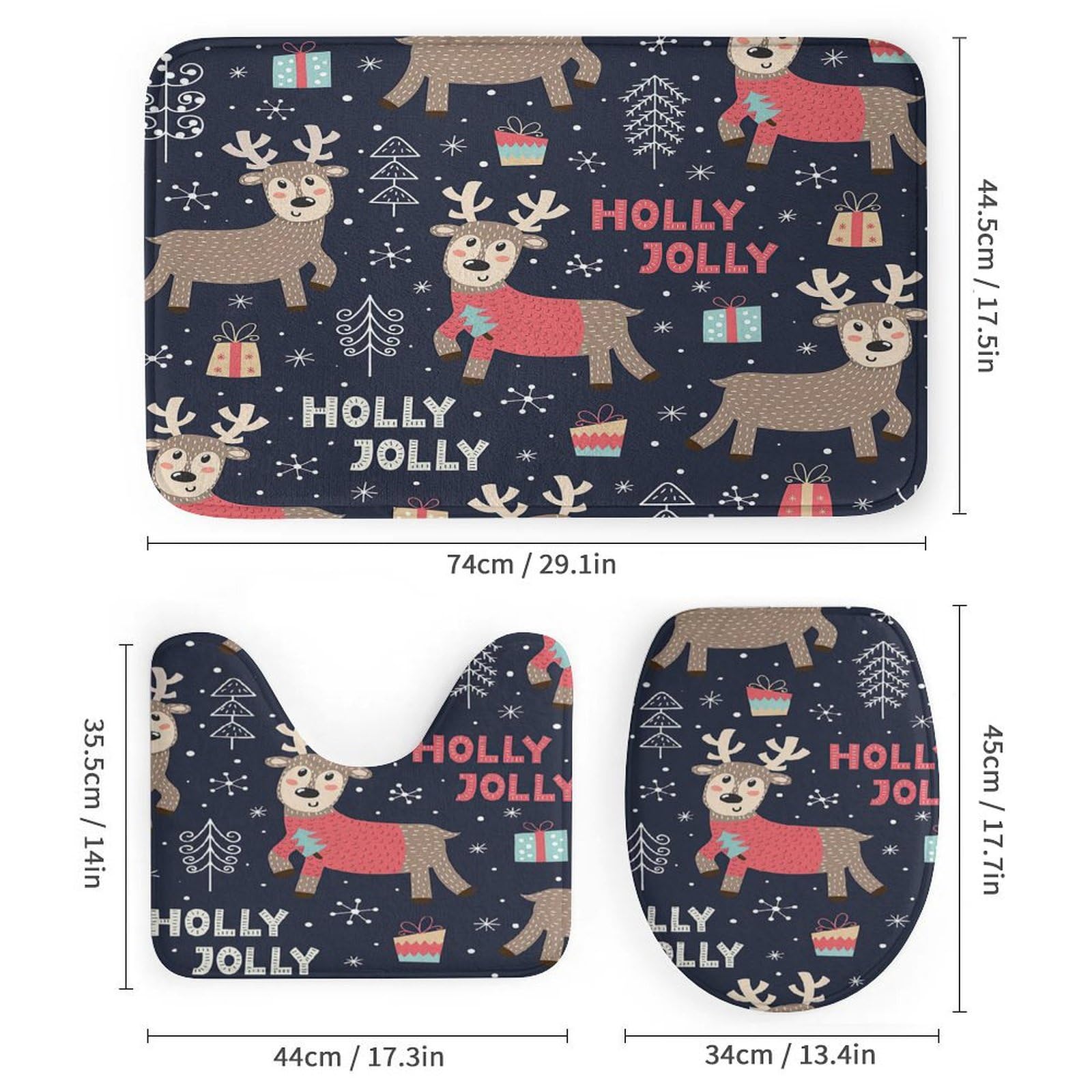 Holly Joly Baño de Cuatro Piezas Tappeto De Baño Absorbente Y Antideslizante, Ideal para Usar En Ducha Y Mantener El Suelo Seco 183×183cm