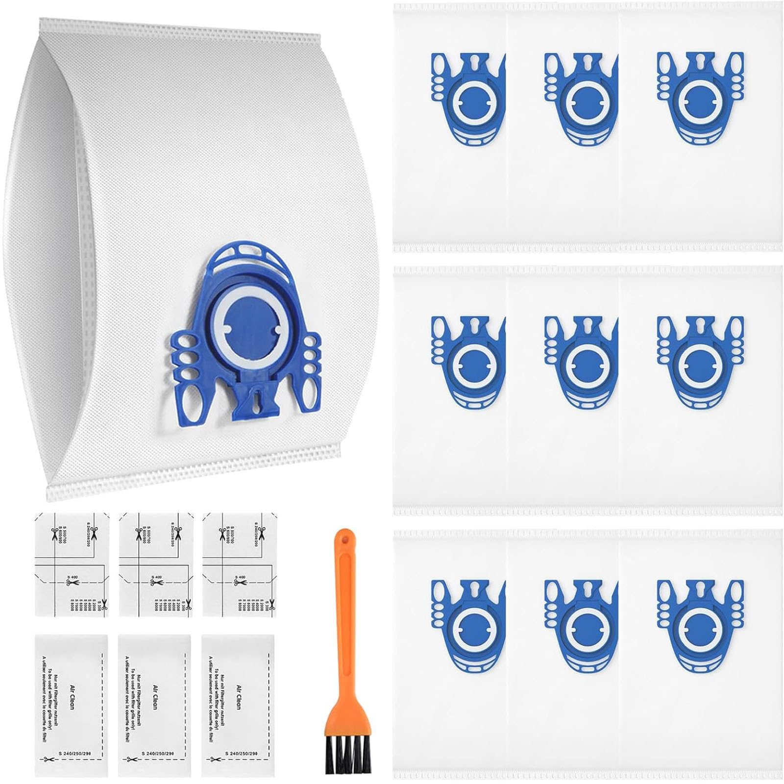 10 sacchetti per aspirapolvere Miele HyClean 3D Efficiency GN Classic C1 Complete C2/C3, S2 S4 S5 S6 S8 serie con 3 filtri di protezione del motore, 3 filtri di scarico e 1 spazzola per la pulizia