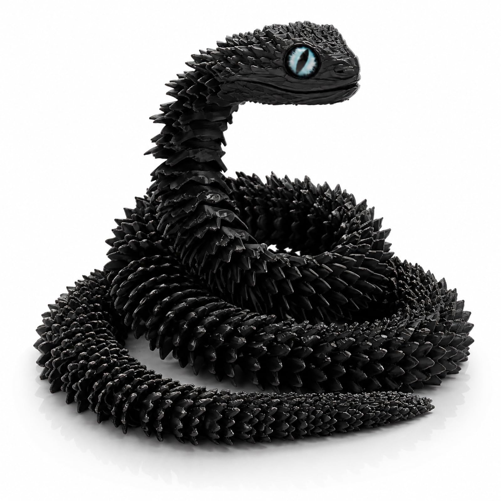 QYEHF 3D Printed Snake Animals Articular Mobility Glow in The Dark Snake Toy, Fidget 3D Printed Collectible Toys, Luminous Blue, for Home & Office Decoration, Teen Gifts (black) — image 1