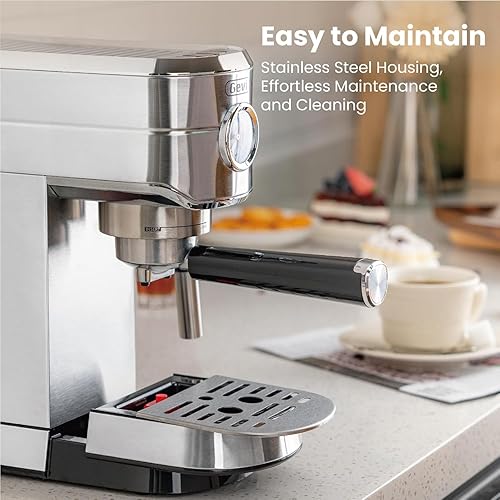 Miniatura 7 de Gevi Máquinas de café expreso semiautomáticas de 20 bares, máquina de espresso profesional con espumador de leche, máquina de expresiones de acero