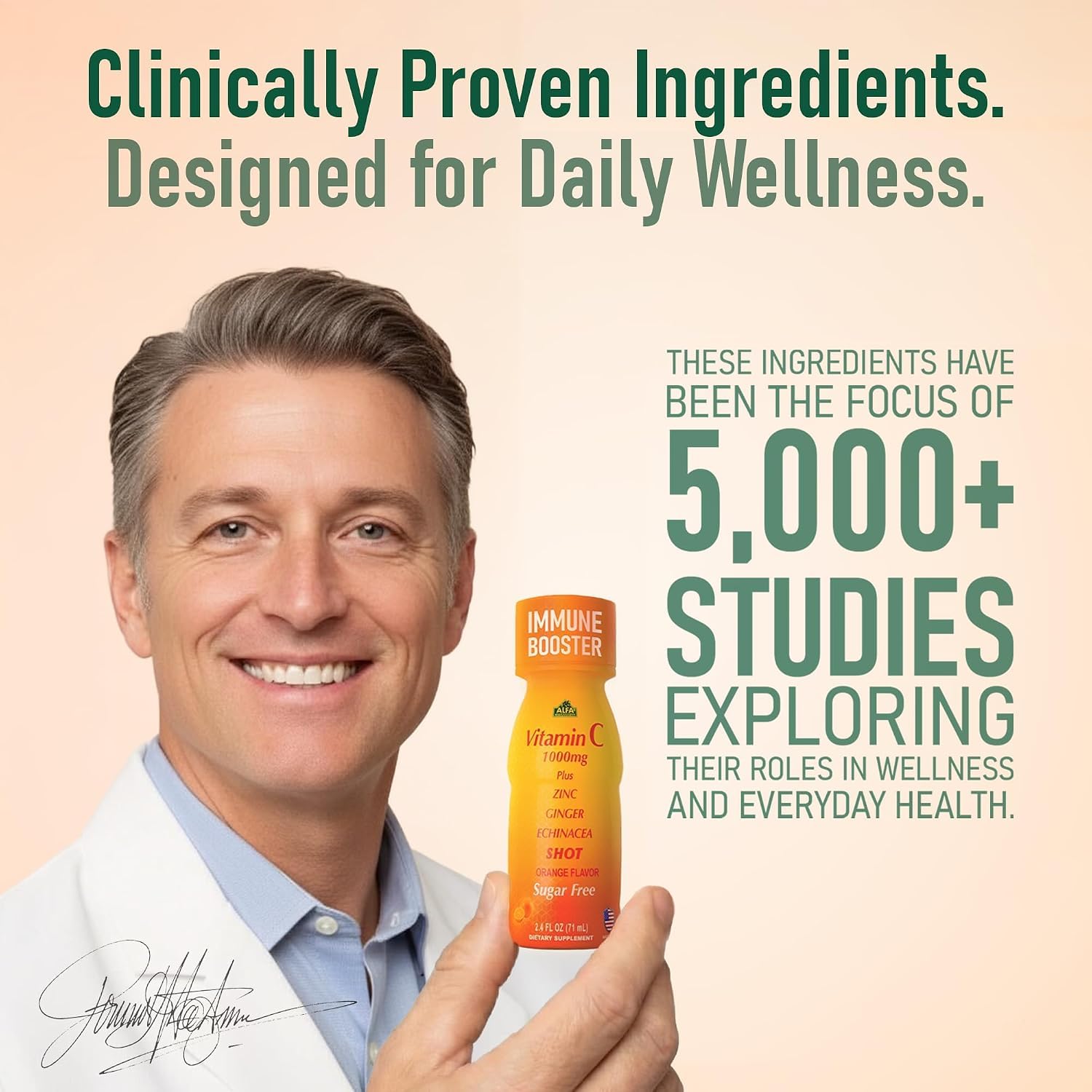 ALFA VITAMINS Vitamin C Shot 1000mg with Zinc, Ginger & Echinacea – Supports Immune Health & Daily Wellness – Orange Flavor – 2.4 FL Oz Bottle – 20 Pack — Amazon image 3