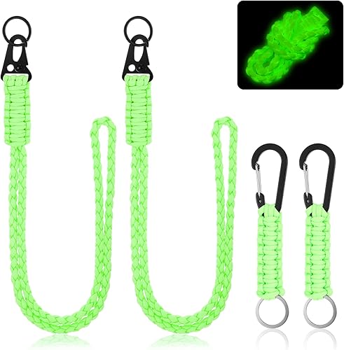 Frienda 2 Set Heavy Duty Paracord Neck Lanyard Keychain Wrist Braided Strap 550 Keychain Lanyard for Outdoor Activities