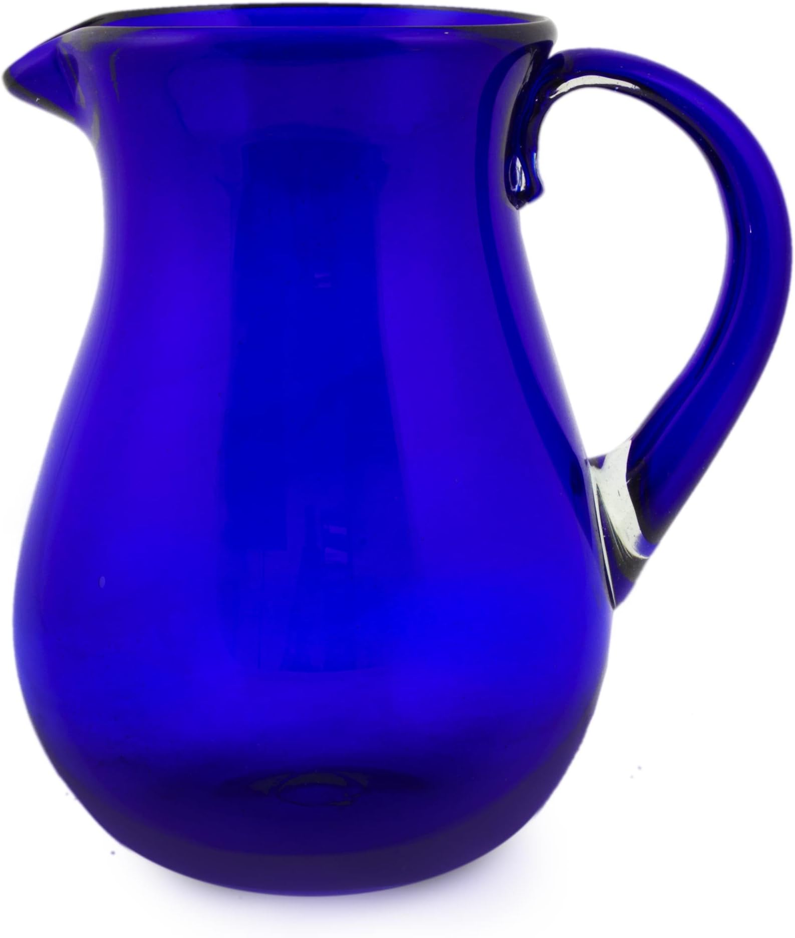 NOVICA Large Blue Hand Blown Glass Pitcher For Water, Margaritas, Lemonade, 82 Oz, 'Cobalt Charm'