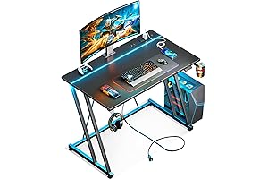 MOTPK Teen Boy Desk with LED Lights & Power Outlet