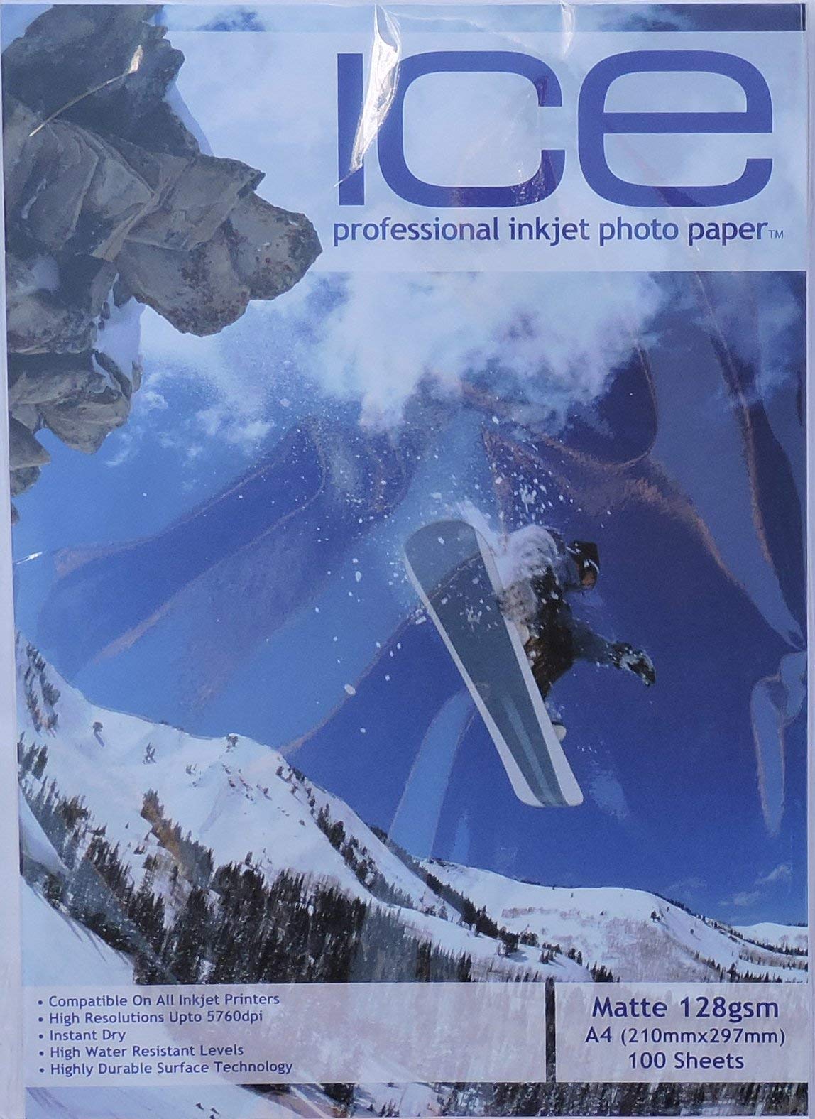 100 Sheets ICE A4 128gsm Single Sided Matte/Matt Photo Paper