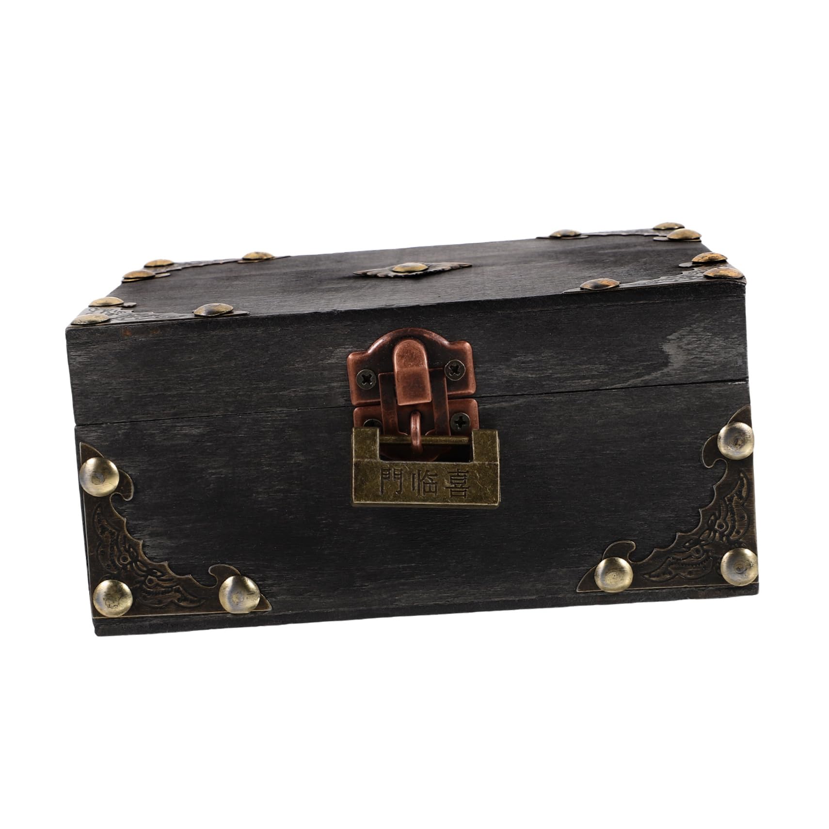 FUNOMOCYA Vintage Wooden Pirate Chest Trinket Storage Box for Jewelry Earrings Pendants Home Decor 1pc