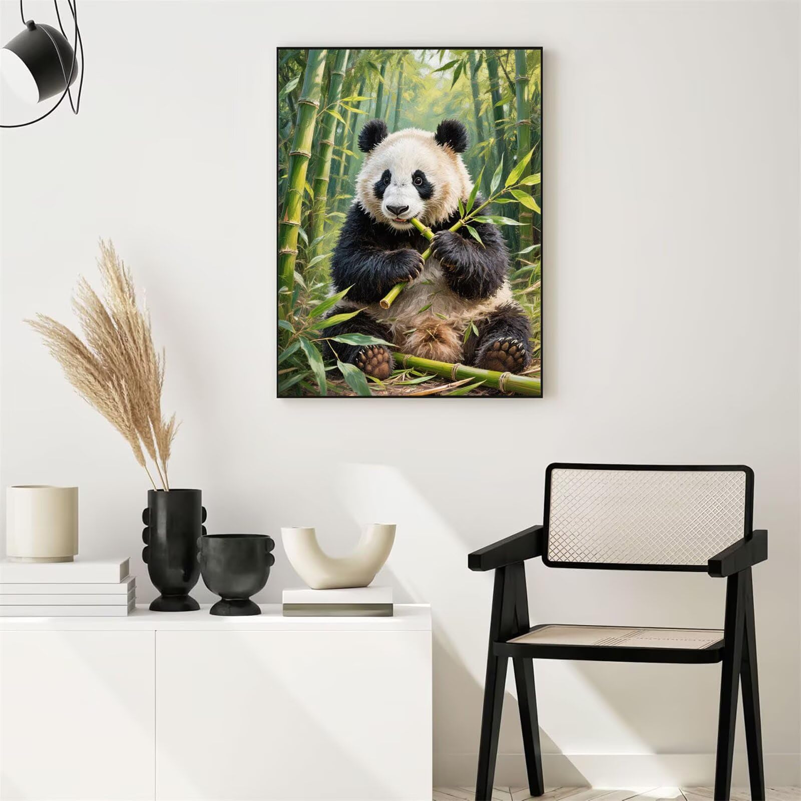 Malowanie według numerów dla dorosłych bambusowa panda, obrazy do malowania numerami DIY, zestaw do malowania akrylowego płótna, hobby dla dorosłych kolorowanka, obrazy dekoracja salonu, rękodzieło
