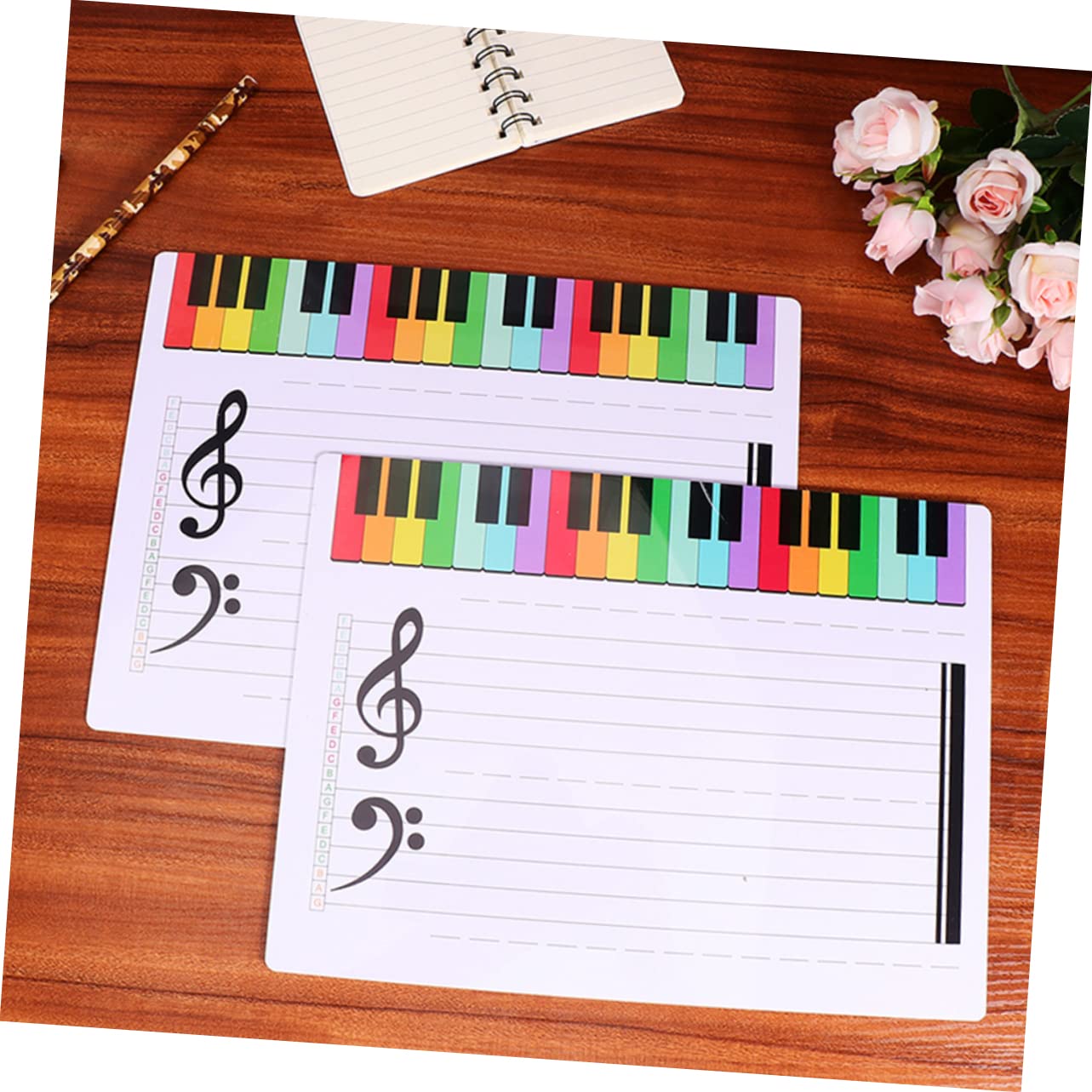 Ardoise Portée Musicale en Plastique Légère Surface Lisse, Tableau Pédagogique Effaçable pour Entraînement Musical et Écriture Facile