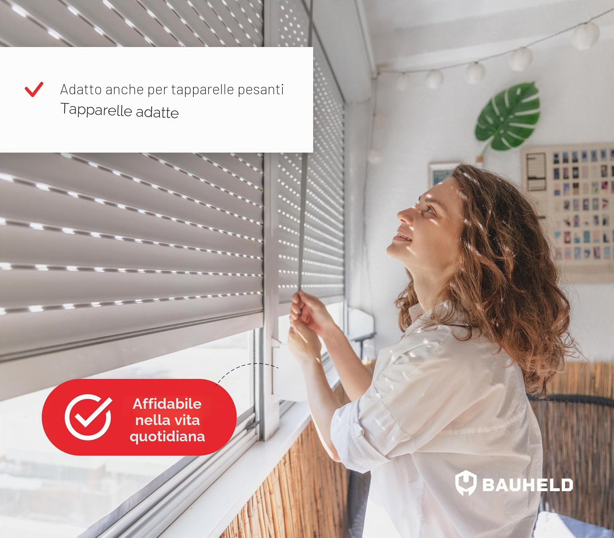 BAUHELD® Cinghia per tapparelle, 50 m, 14 mm, 18 mm, 20 mm, 23 mm, prodotta in Germania, adatta per tapparelle su porte e finestre, beige, marrone