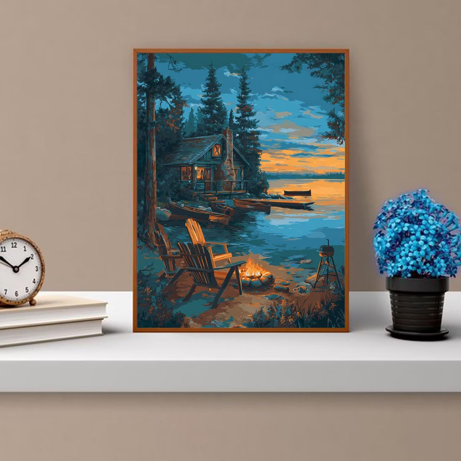 Dipingere con i Numeri Adulti Casa in legno, nave Dipingere con i Numeri Bambini DIY Kit, Set Premium con Pennelli, Decorazione Casa & Creativo Regalo, Attività di Tempo libero 70x95cm z-308