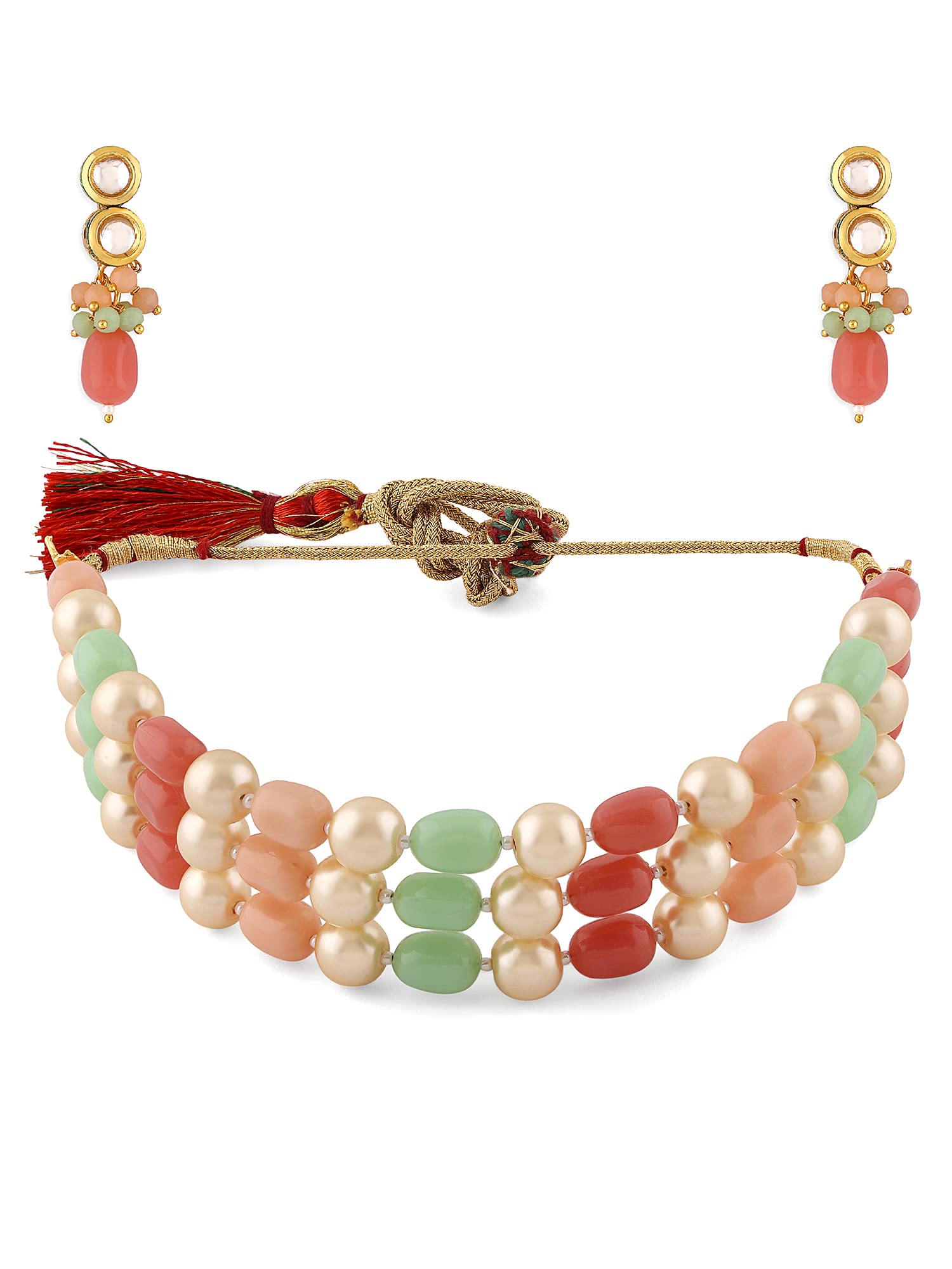 See full amazon price history chart for ZAVERI PEARLS Multicolor Multistrand Beaded Choker Necklace & Earring Set For Women-ZPFK13730 ZAVERI PEARLS Multicolor Multistrand Beaded Choker Necklace & Earring Set For Women-ZPFK13730 (B0B3XD7P4B) Amazon Price History, Amazon Price Tracker