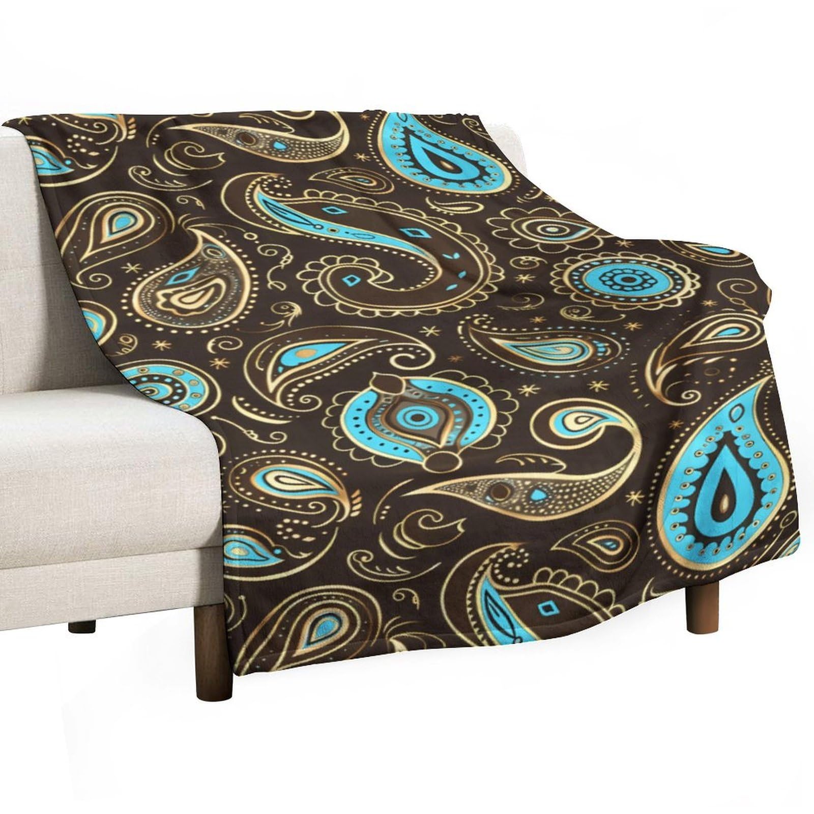 Cgsbngha Style Brown Paisley Pattern Flannel Fleece Blanket Lightweight Soft Throw Blankets For Sofa Couch Bed Chair