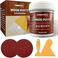 RISETEX Walnut Wood Filler Putty 9.87oz - Stainable Paintable Repair Kit for Furniture Cracks Holes Gouges Easy Sand Drill