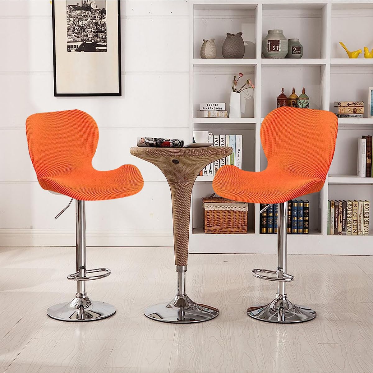 Fluwelen barkruk hoes set van 2/4/1 gebogen draaibare stretch barkruk stoelhoezen hoes lage korte rugleuning barkruk hoezen barstoelbeschermer voor